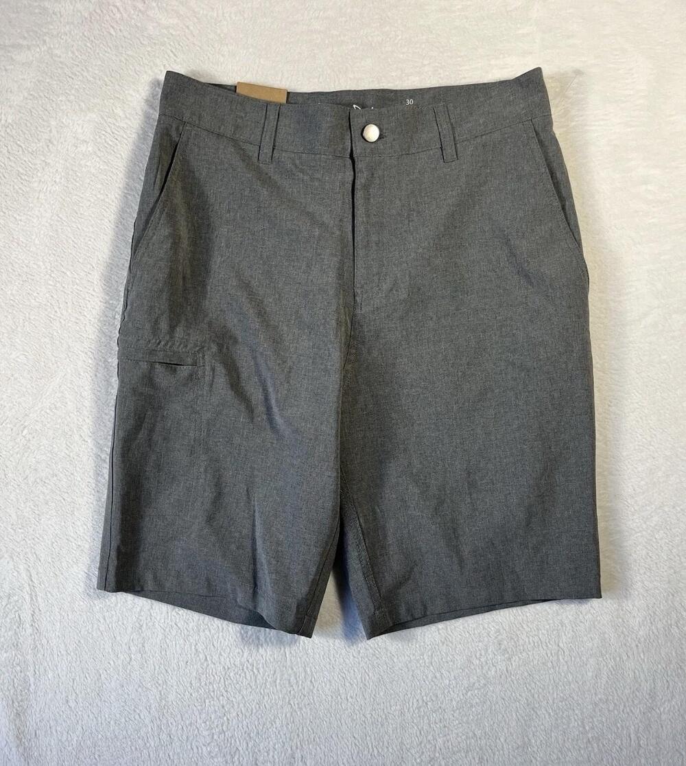 Panama Jack Chino Shorts Mens 30 Gray Stretch Microfiber Travel Zip Pockets